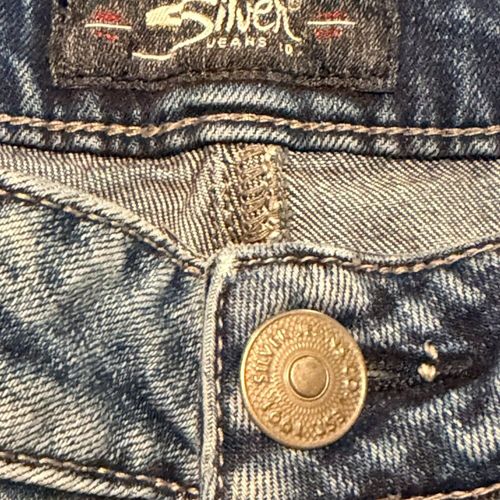 Silver Jeans Co, Mazy Slim Crop Embroidered Distressed Jeans W32/L25 - Picture 6 of 10